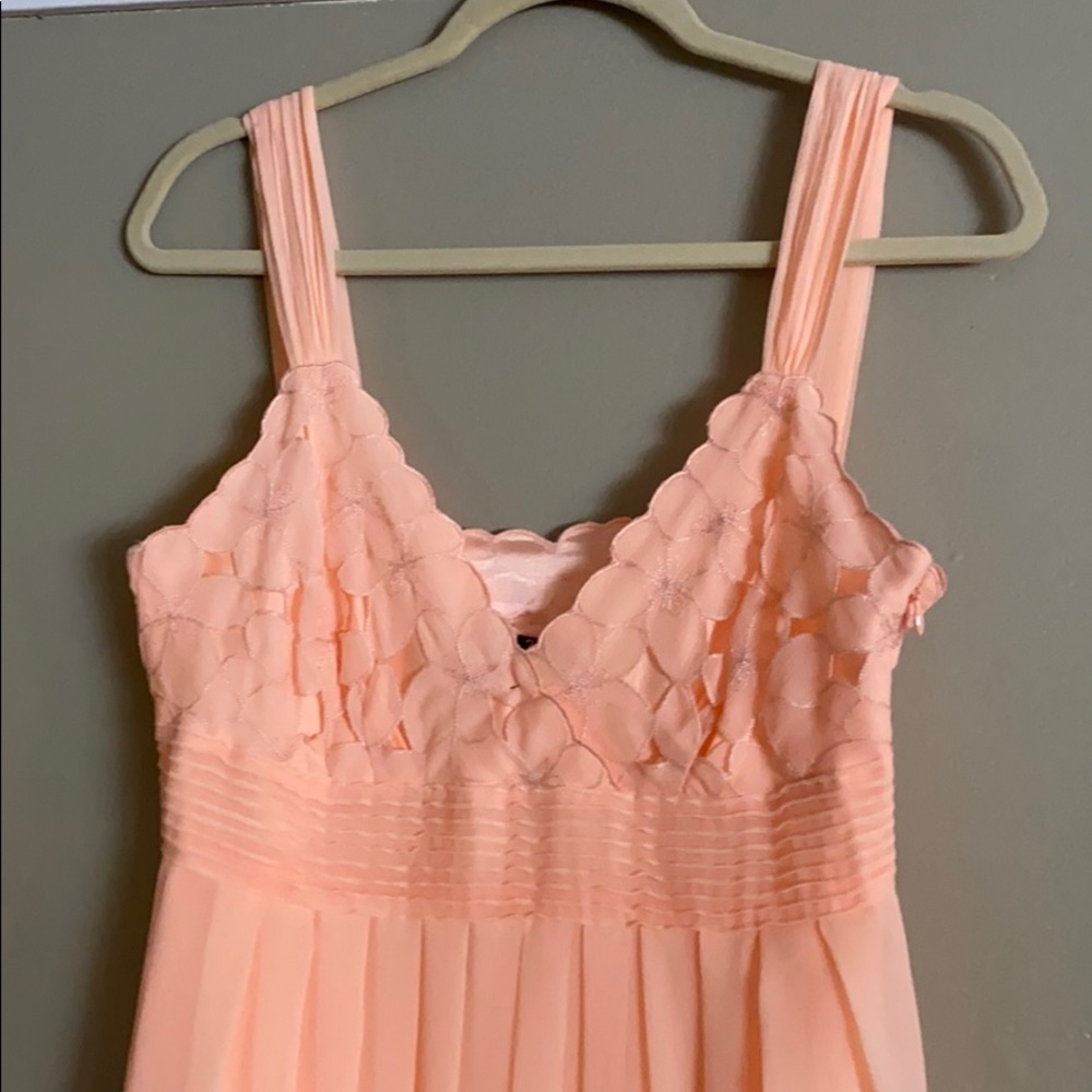 Peach dress - beautiful overlay